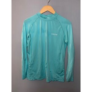 Tesla Mens Rash Guard Long Sleeve Loose Fit Swim Shirt Turquoise Blue Medium